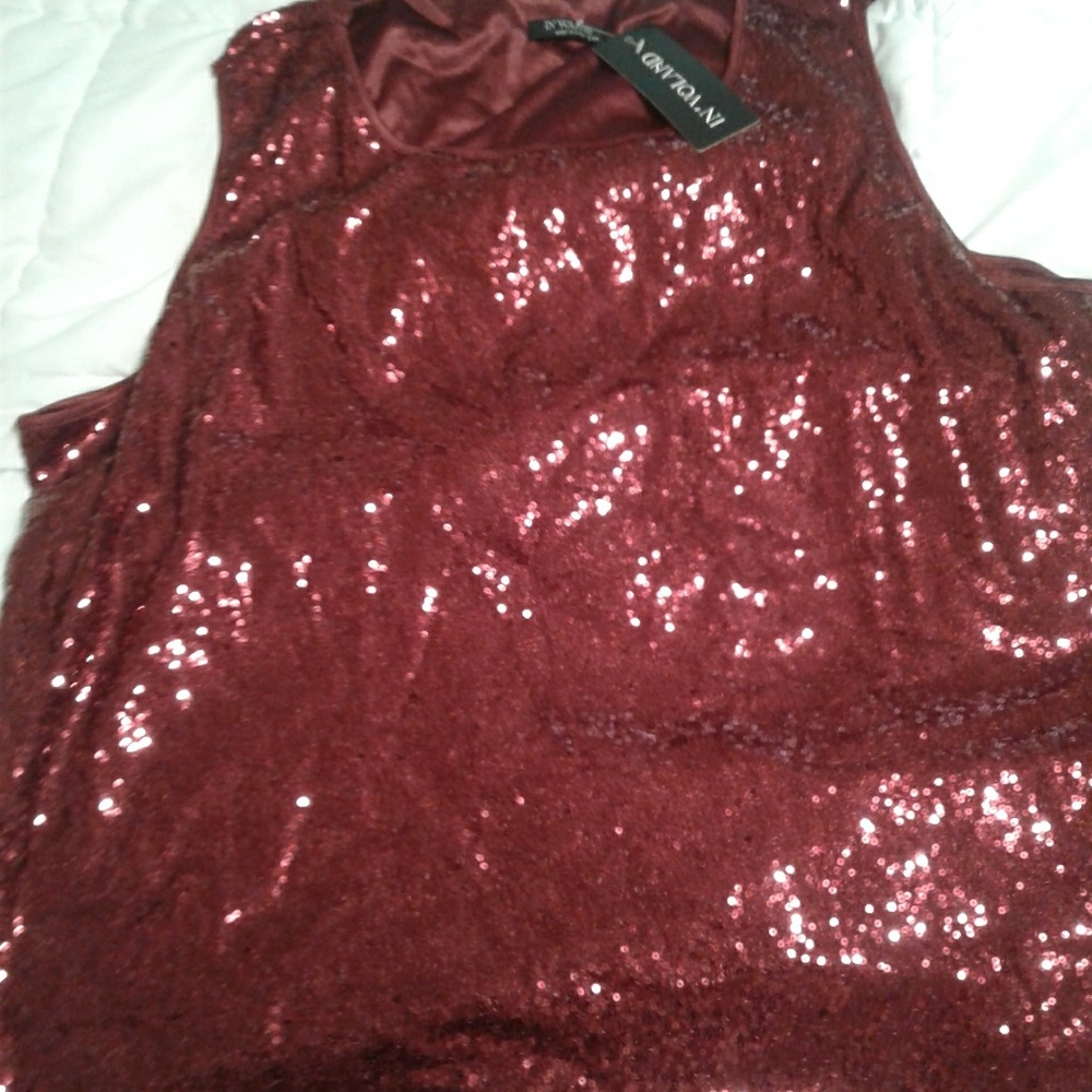 Burgundy Sequin tank